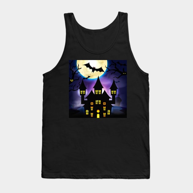 Haunted castle in the dark night Tank Top by TheSkullArmy